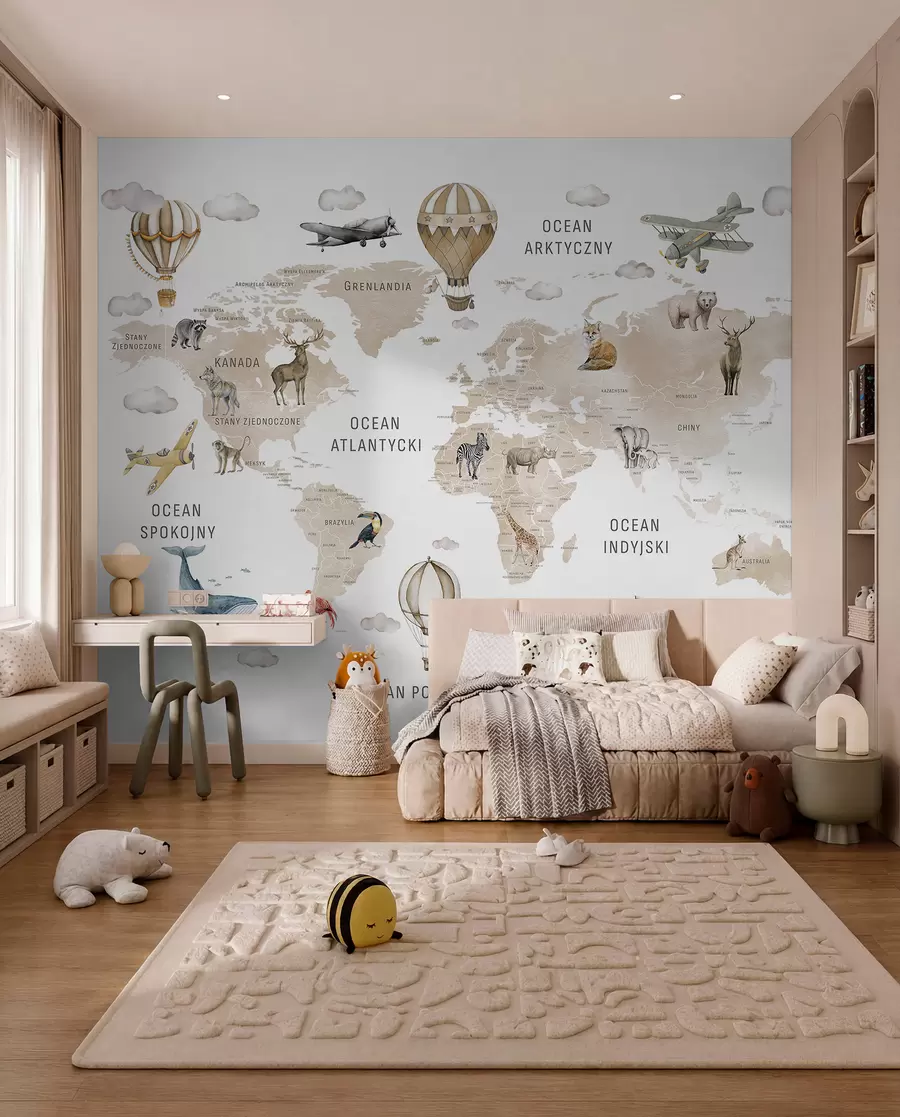 Fototapeta Beżowy atlas po polsku c00001plv2