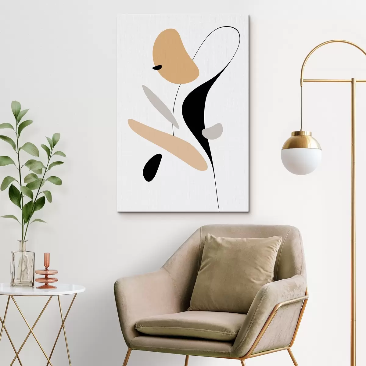 Obraz Abstrakcyjna kompozycja z plamami i liniami s46350