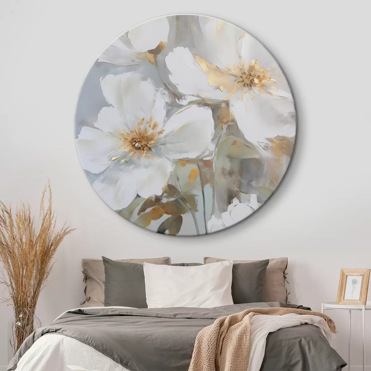 Okrągłe obrazy Abstrakcyjne kwiaty imitujące malarstwo r46346