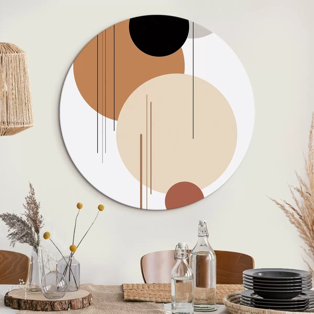 Okrągłe obrazy Abstrakcyjna kompozycja geometryczna r46351