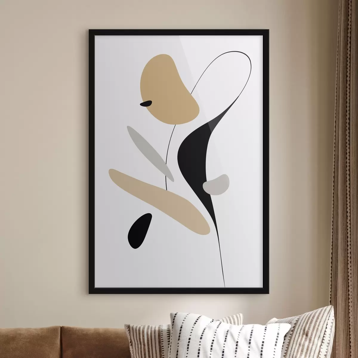 Plakat Abstrakcyjna kompozycja z plamami i liniami f46350