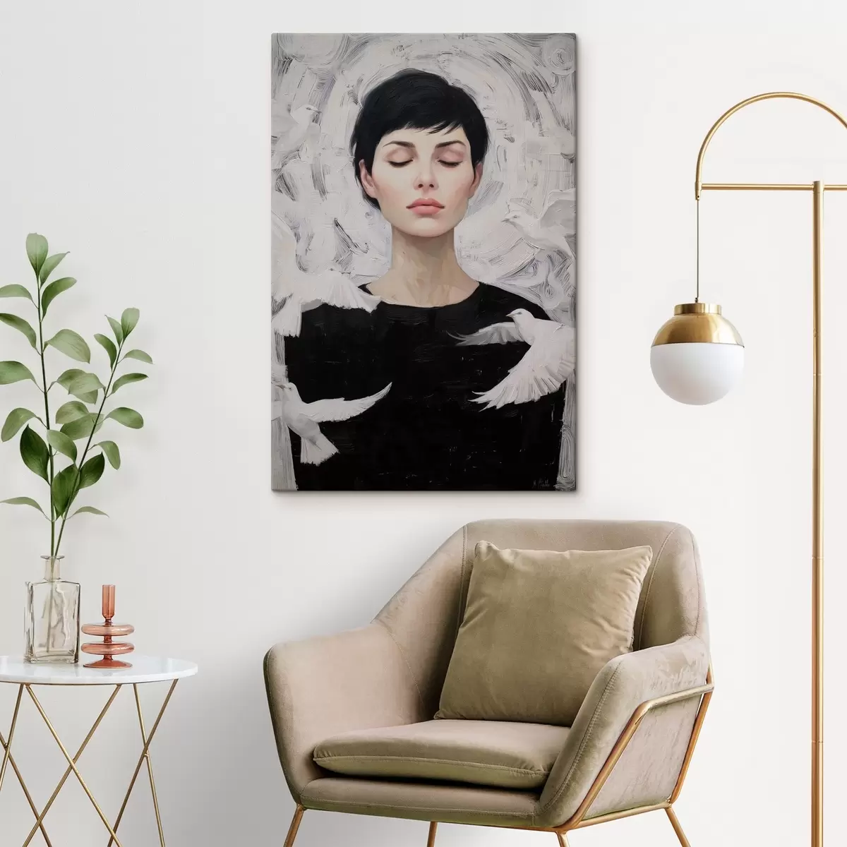 Obraz Dziewczyna z ptakami s46368