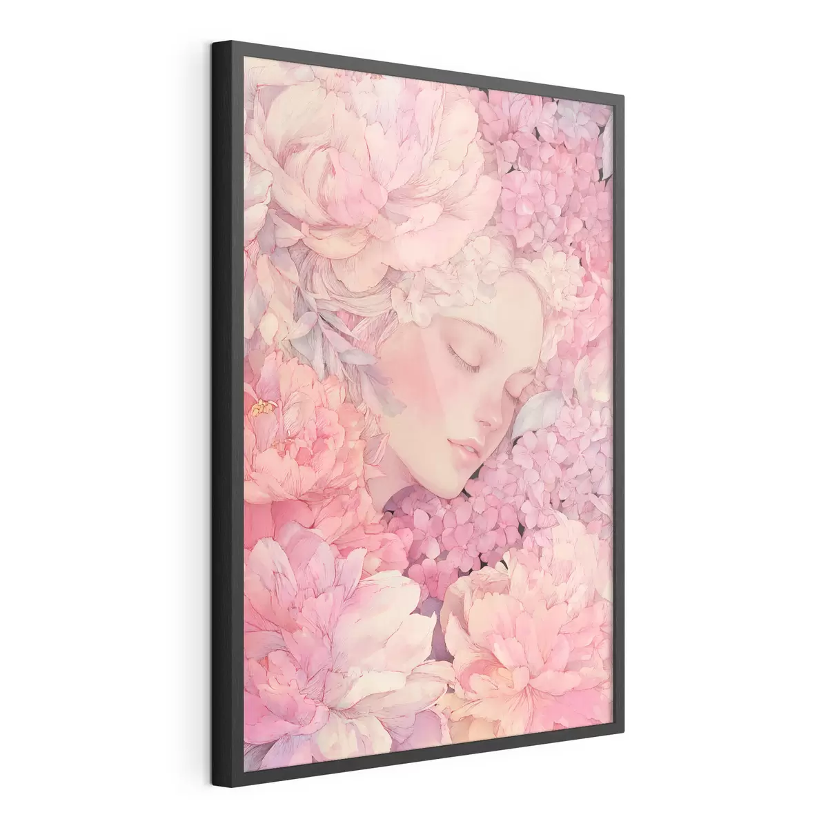 Plakat Twarze z piwoniami f46363