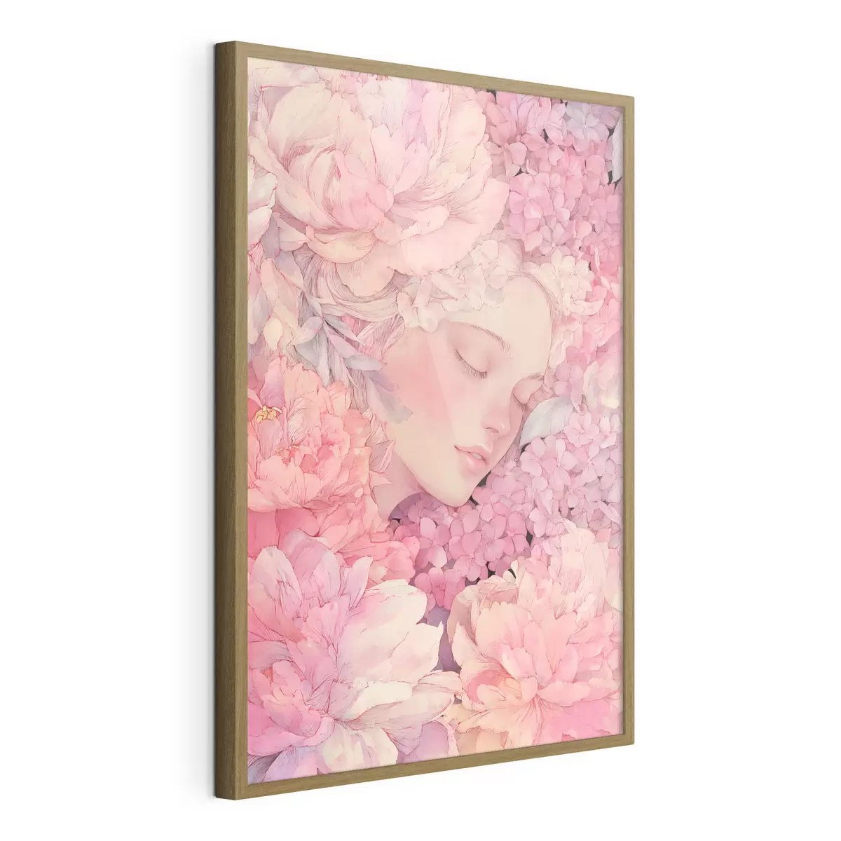 Plakat Twarze z piwoniami f46363