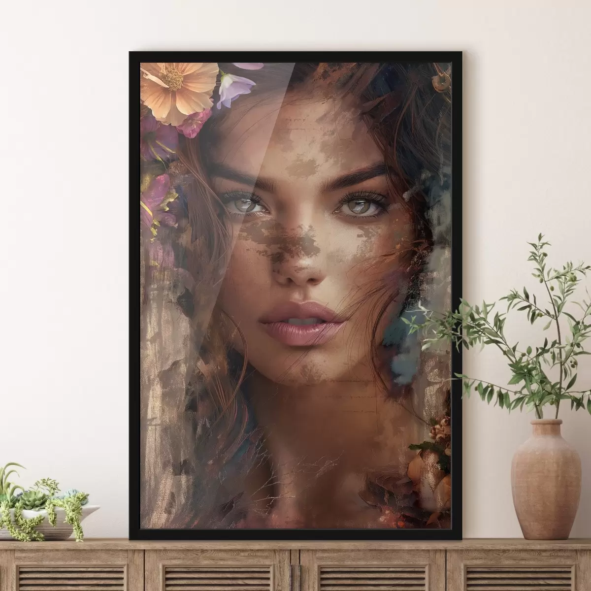 Plakat Twarz dziewczyny z farbą f46379