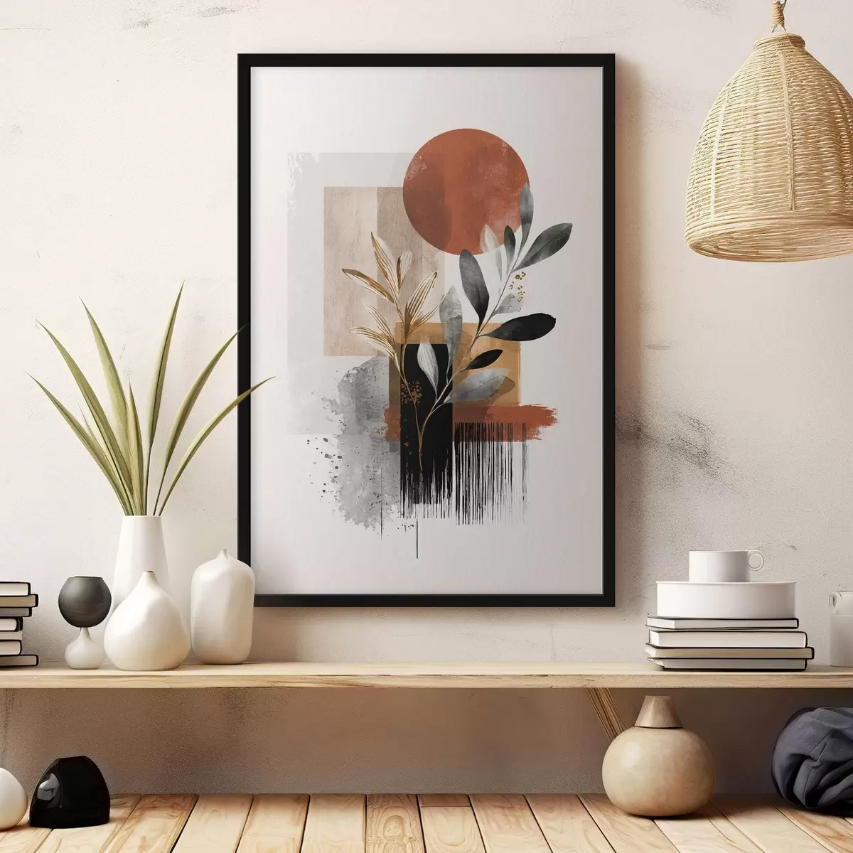 Plakat Geometria i abstrakcja liści f46388
