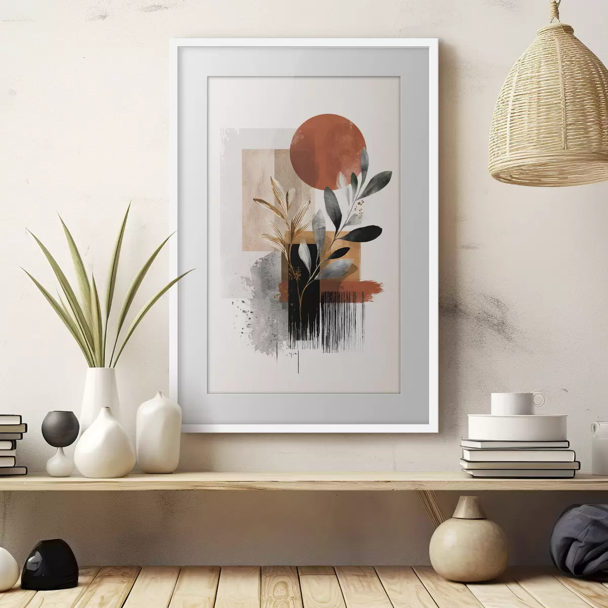 Plakat Geometria i abstrakcja liści f46388