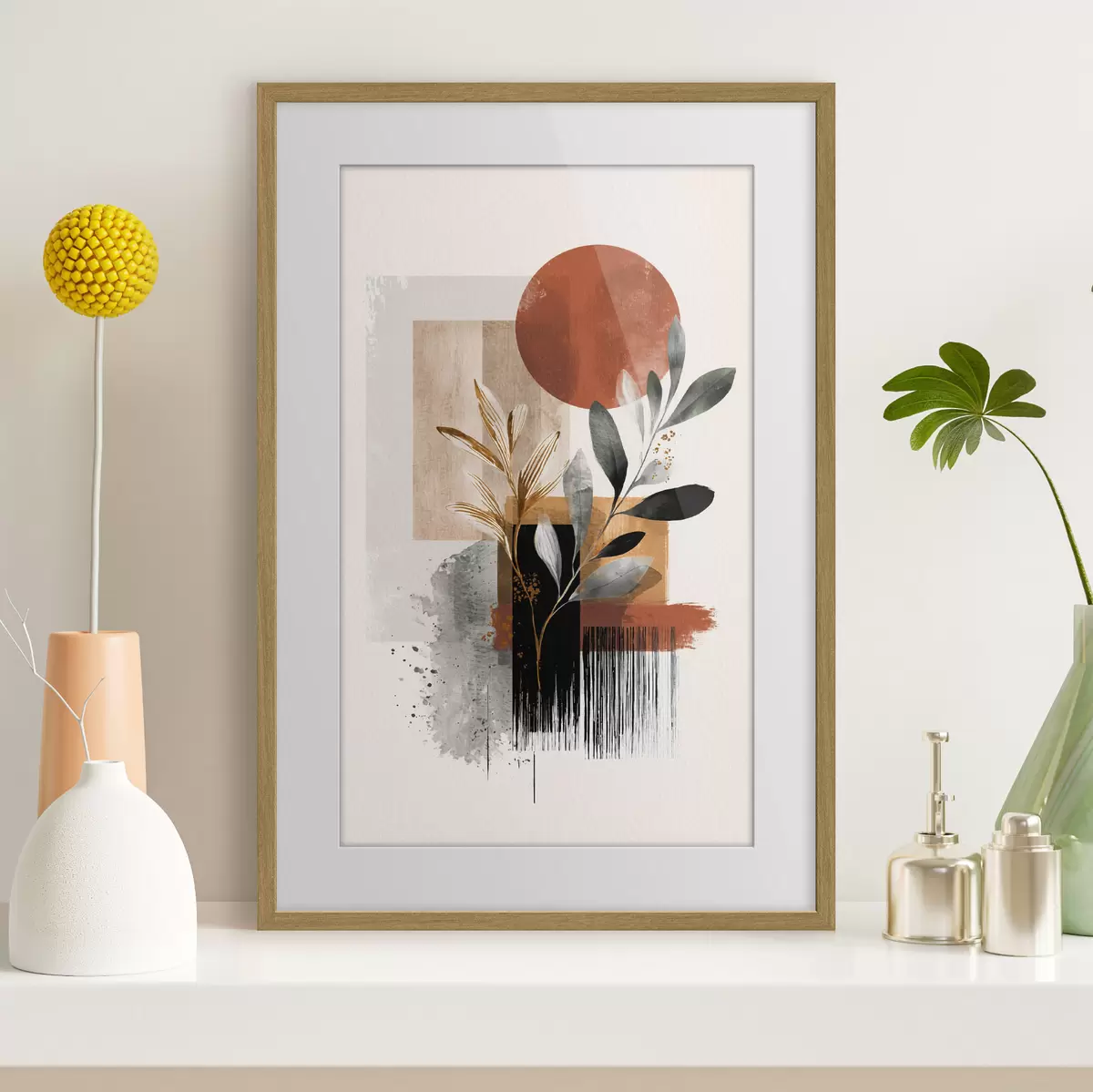 Plakat Geometria i abstrakcja liści f46388