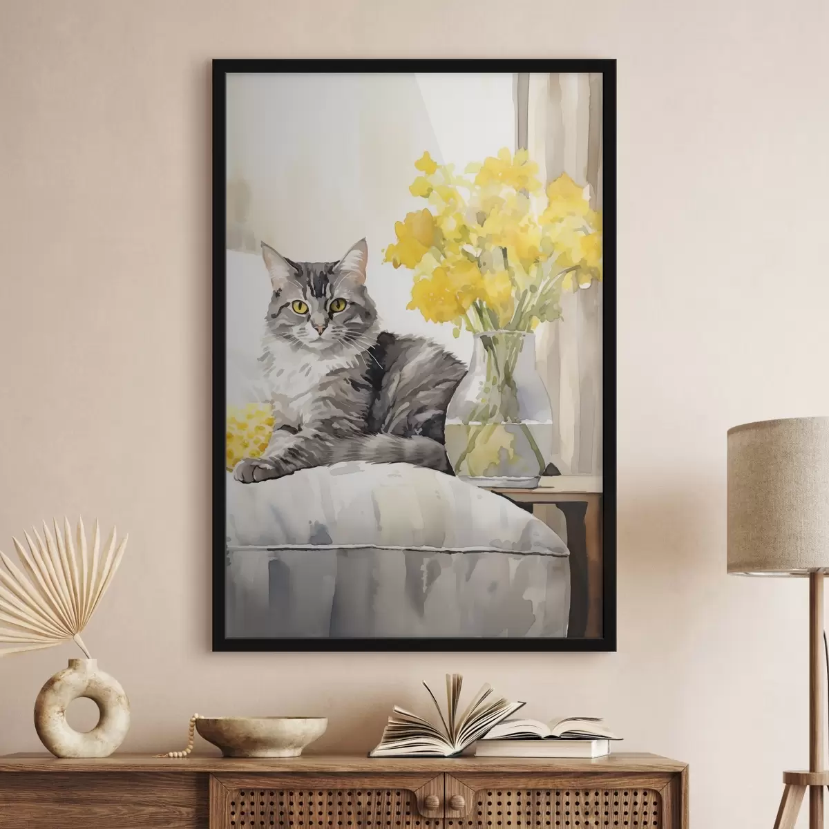 Plakat Kot i kwiaty f46426