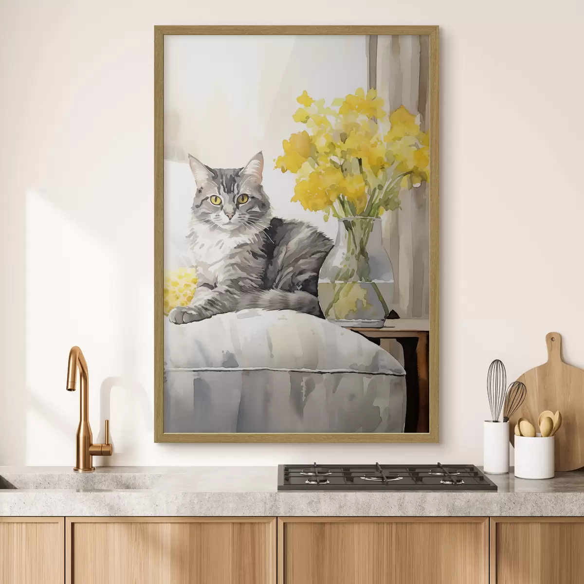 Plakat Kot i kwiaty f46426