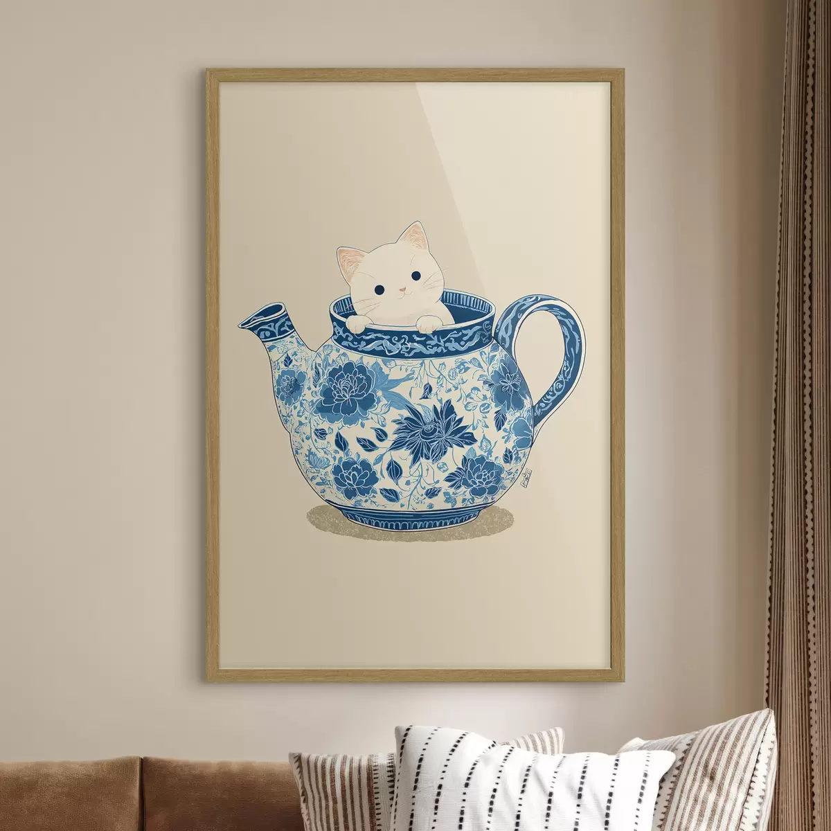 Plakat Kot w czajniczku f46431