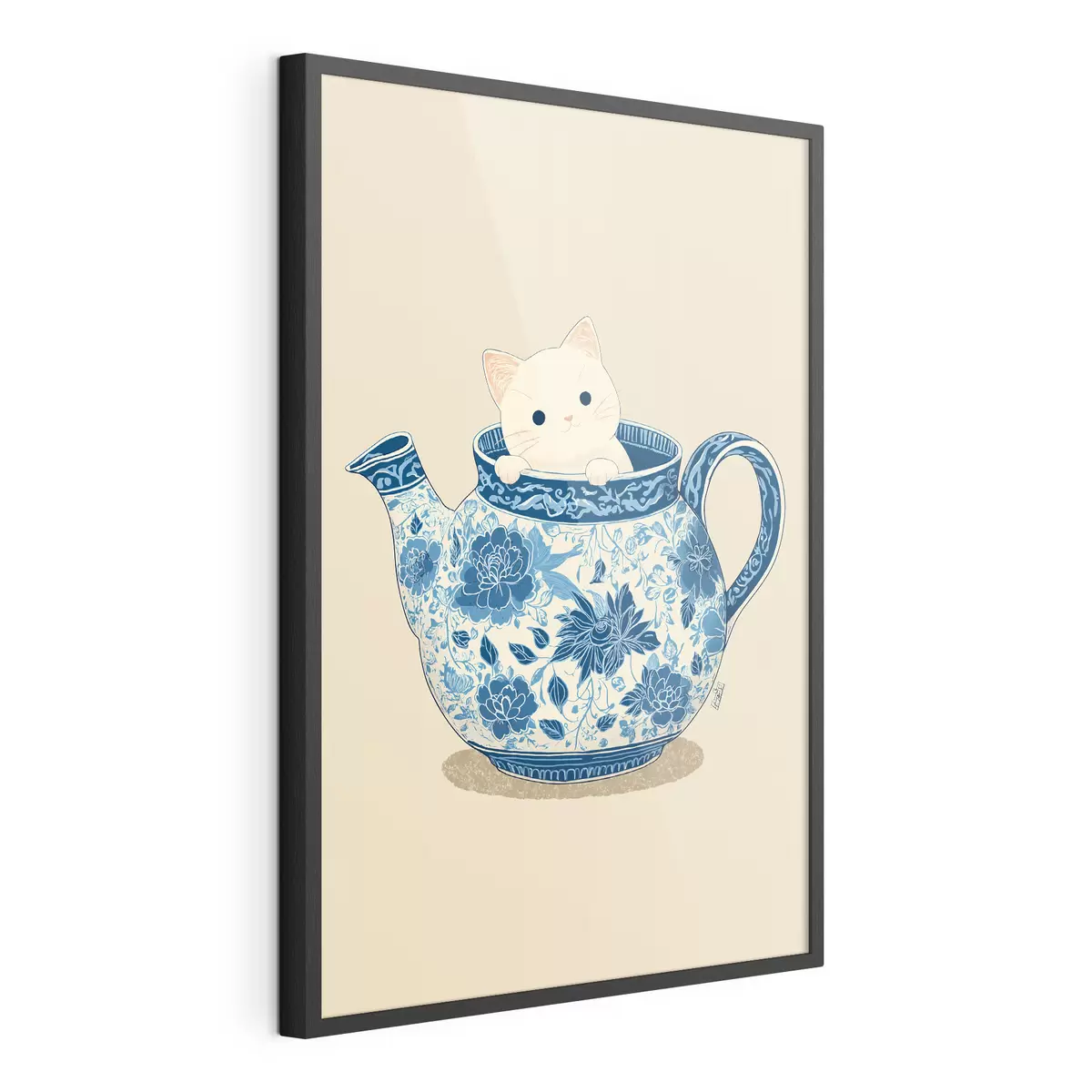 Plakat Kot w czajniczku f46431