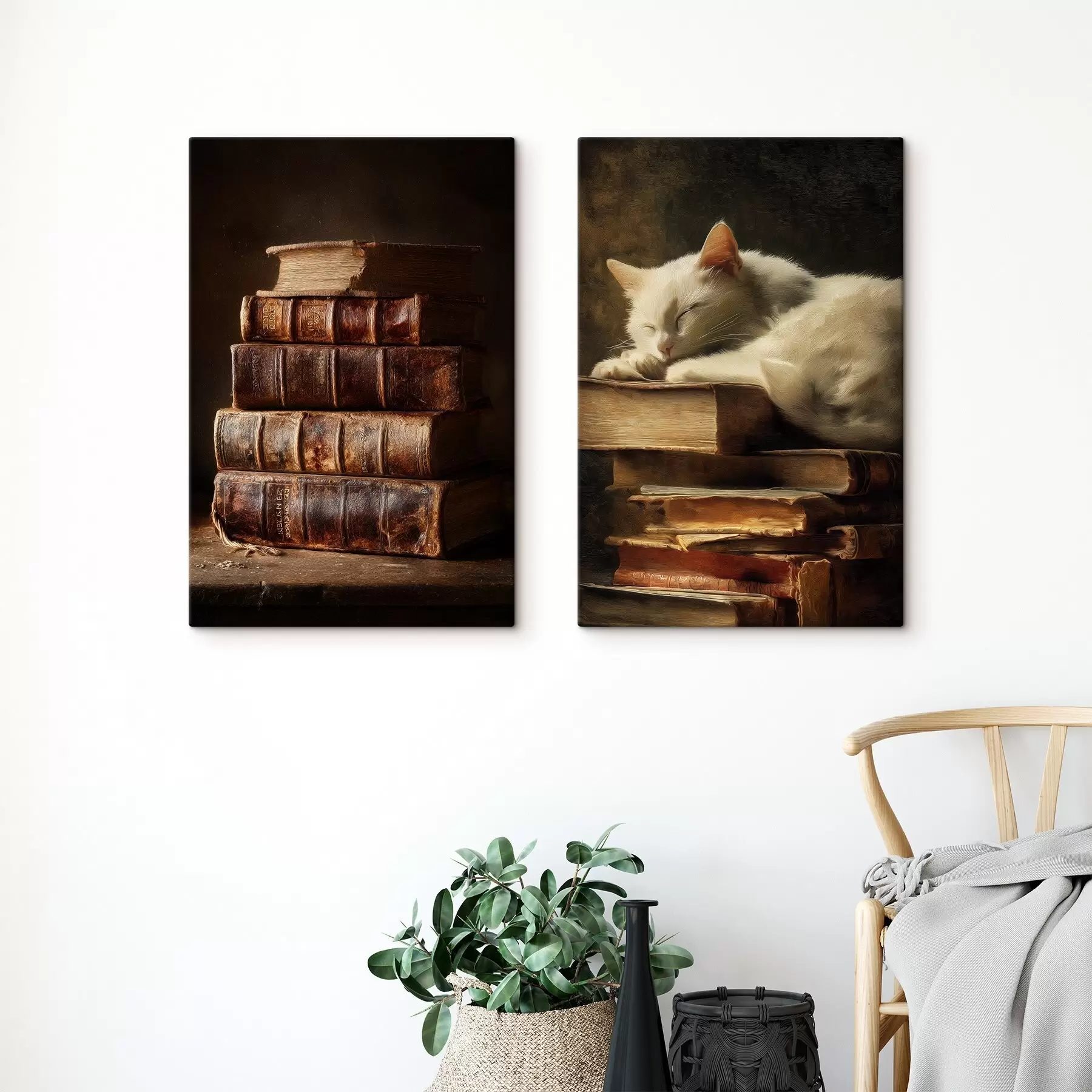 Obraz Kot na książkach m00918