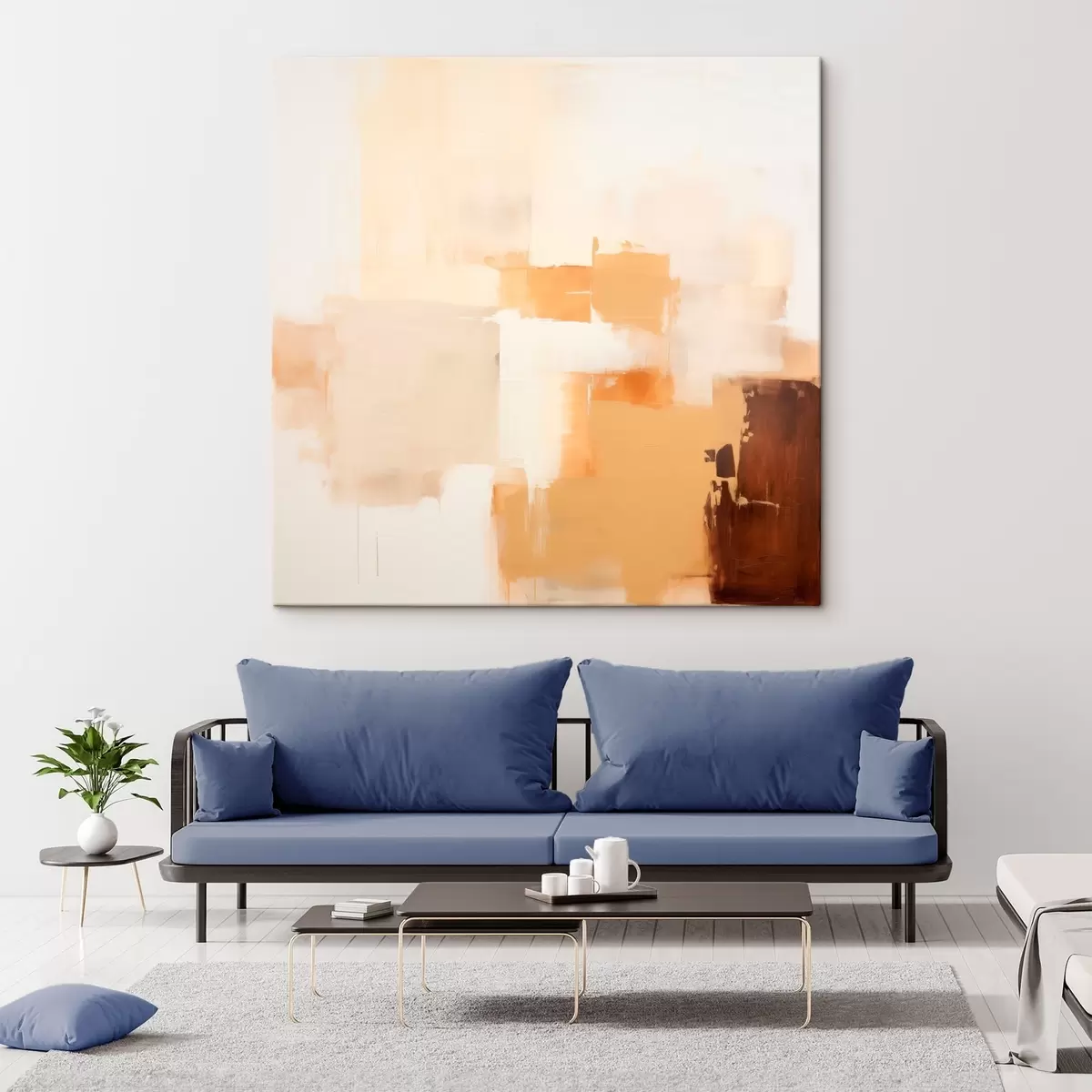 Obraz Beżowe i brązowe geometryczne kształty w stylu abstrakcyjnym s46306