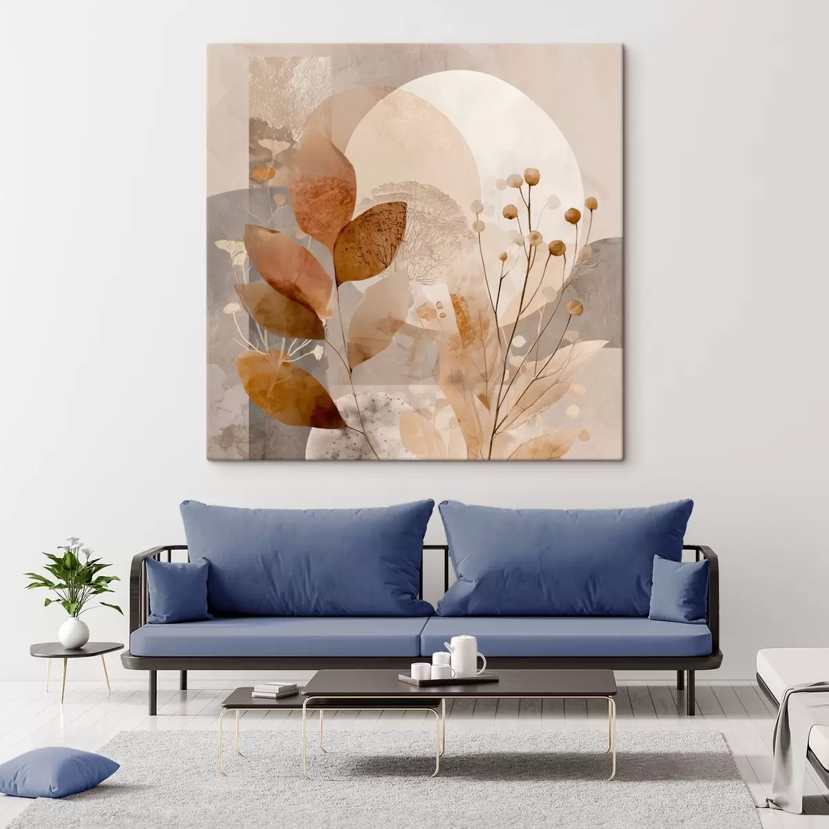 Obraz Kwiatowy wzór w kolorze beżowym i brązowym s46308