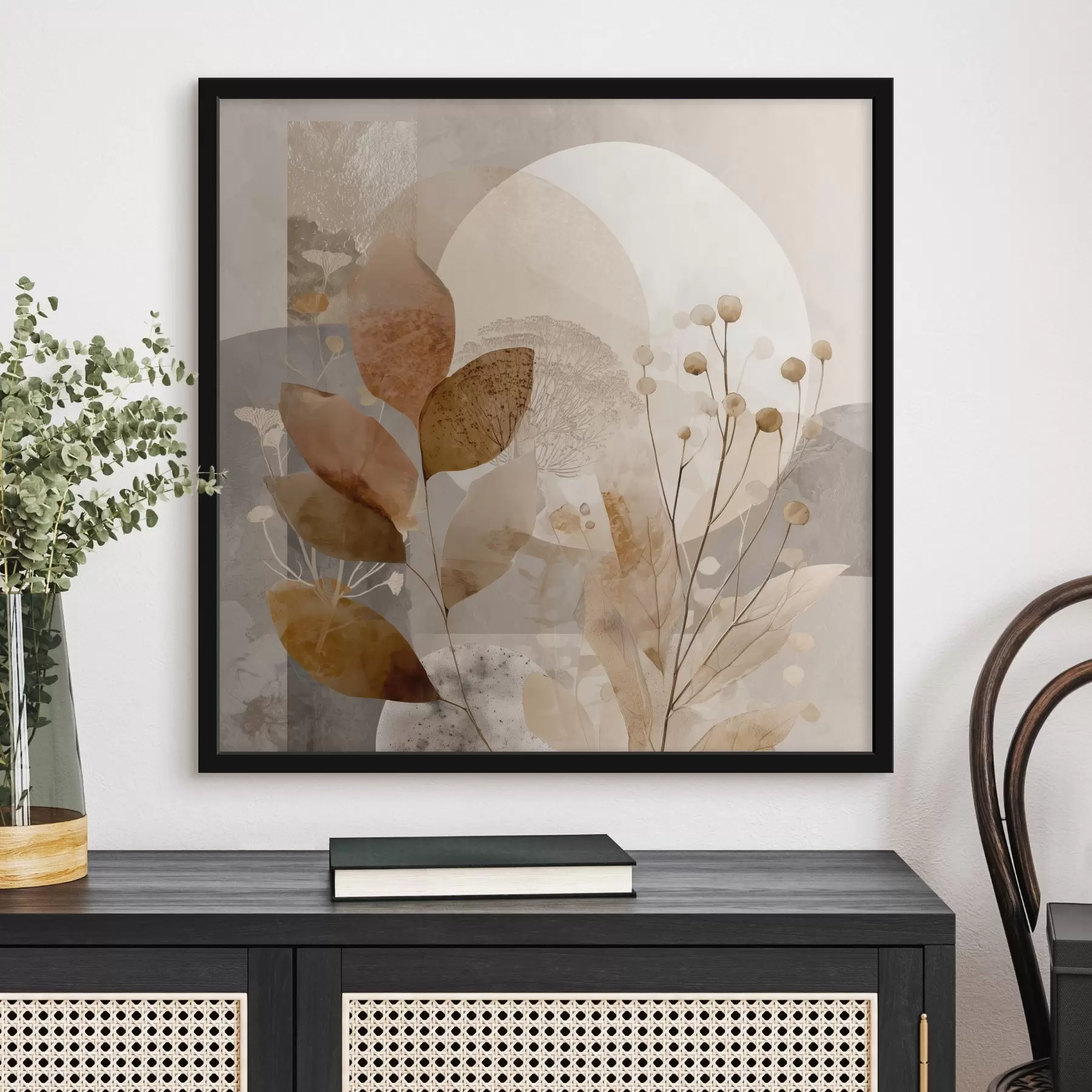 Fototapeta Kwiatowy wzór w kolorze beżowym i brązowym f46308