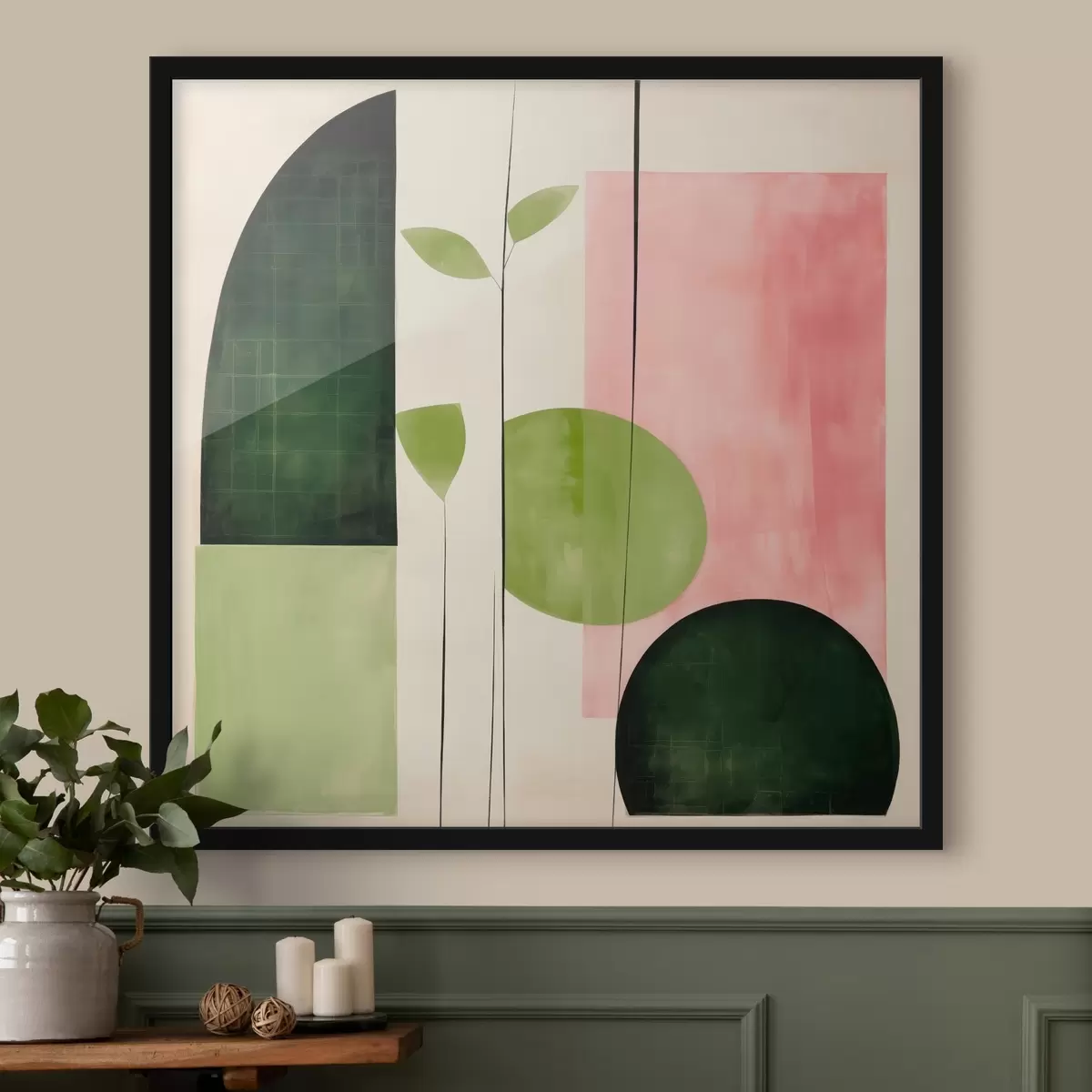Plakat Nowoczesny minimalistyczny styl z różowymi i zielonymi blokami f46312