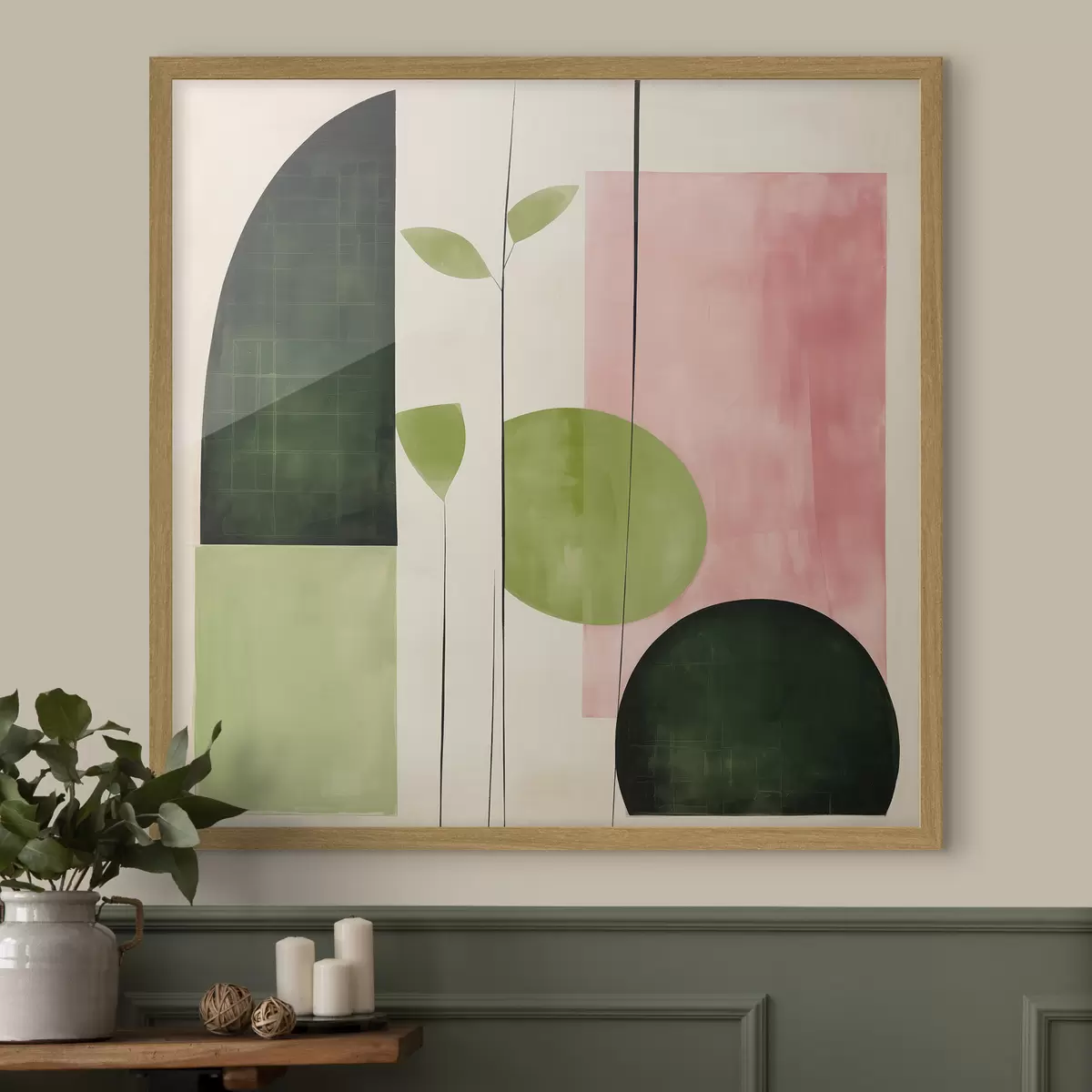 Plakat Nowoczesny minimalistyczny styl z różowymi i zielonymi blokami f46312