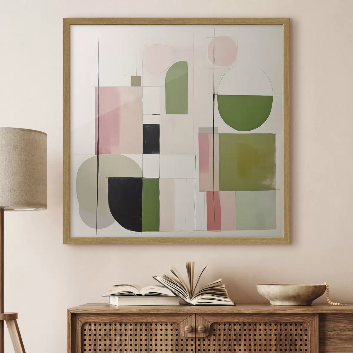 Plakat Sztuka abstrakcyjna z kolorowymi blokami i liniami f46313