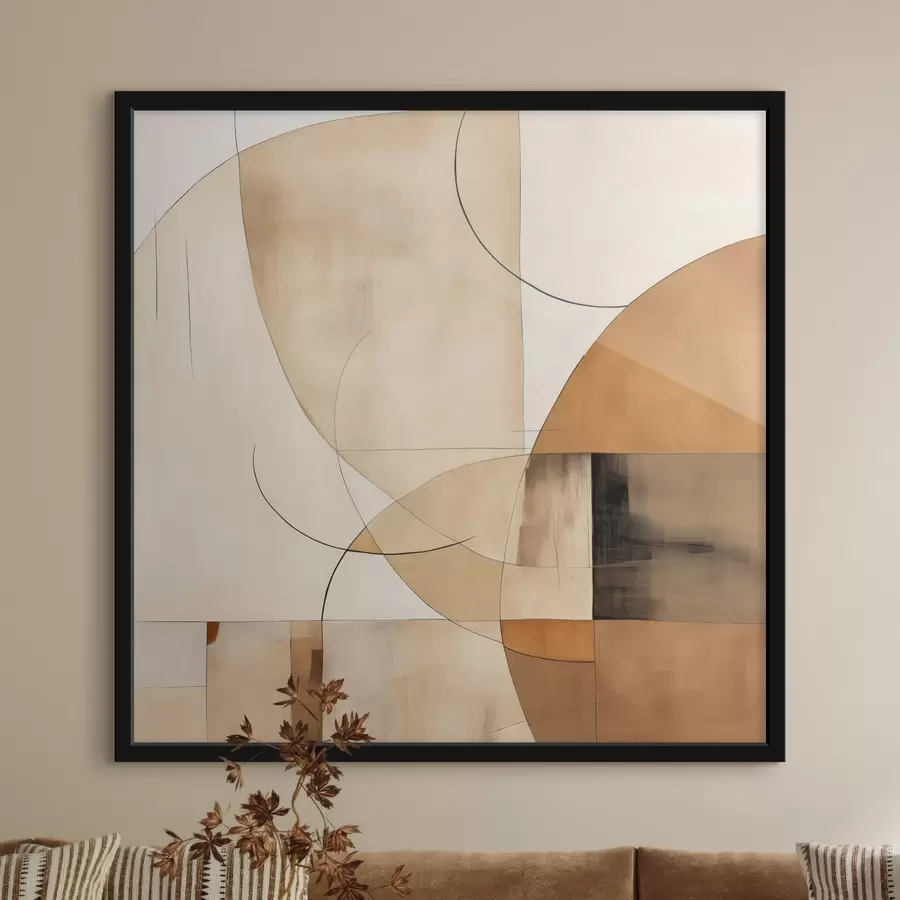 Fototapeta Geometryczna abstrakcja z zakrzywionymi liniami i beżowymi odcieniami f46320