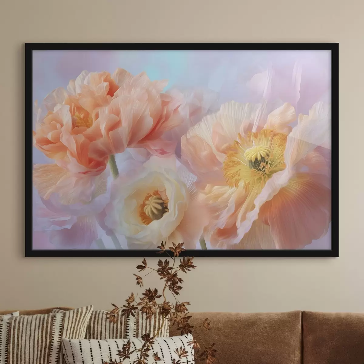 Plakat Delikatne kwiaty w pastelowych odcieniach z delikatnym oświetleniem f46160