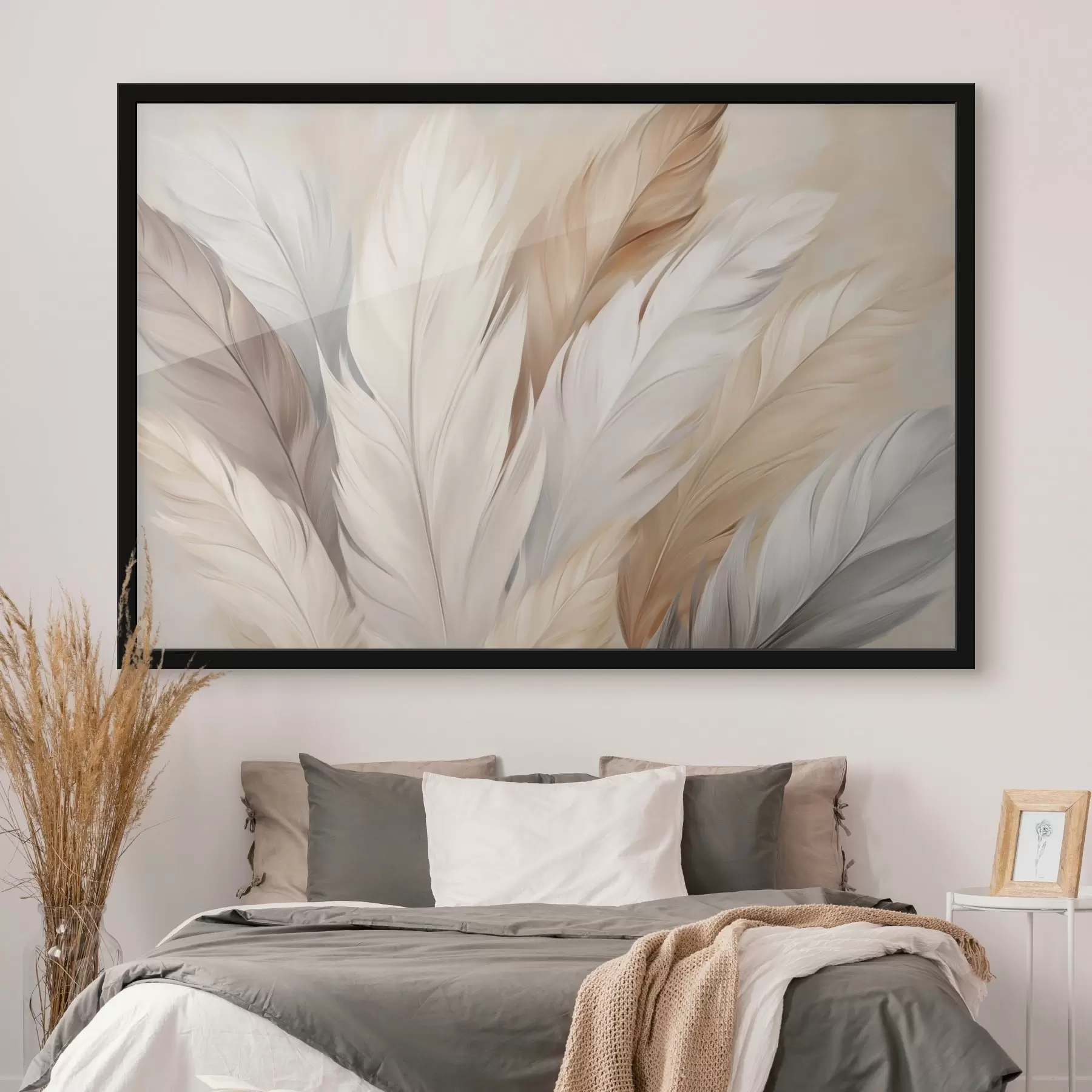 Fototapeta Miękkie pióra w odcieniach beżu i szarości f46190