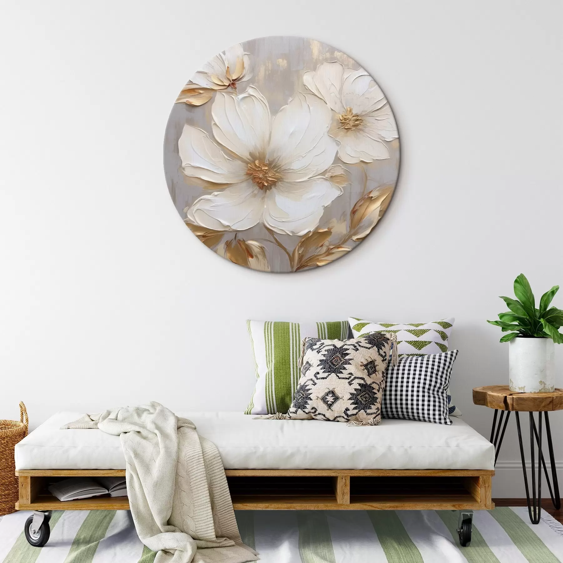 Obraz Duże, teksturowane kwiaty z pociągnięciami pędzla w ciepłej palecie barw r46176