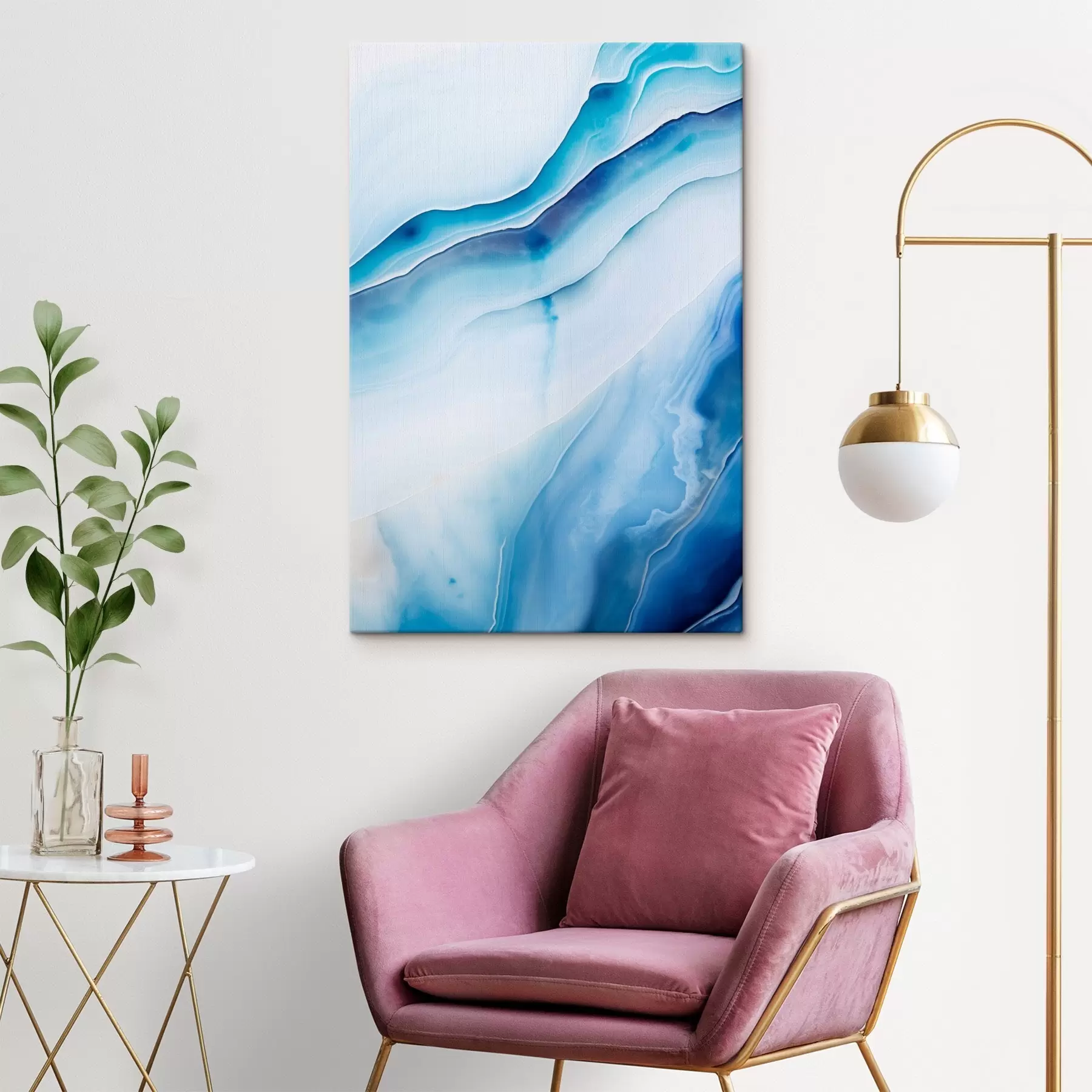 Fototapeta Abstrakcyjny wzór z niebieskiego i białego agatu, wirujące linie i gradienty, gładka faktura, sztuka nowoczesna, minimalistyczny s46291