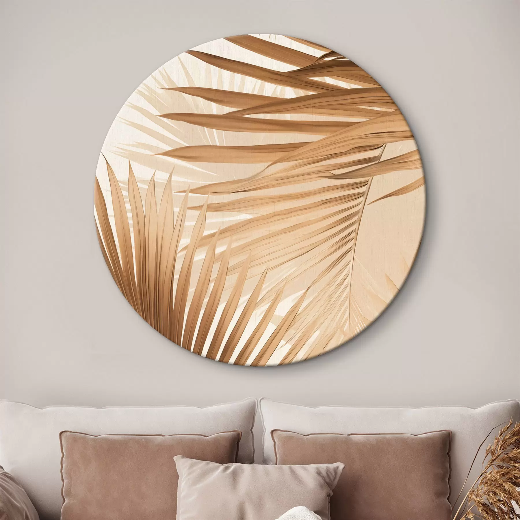 Obraz Abstrakcyjne liście palmowe w brązowych odcieniach, tropikalne, botaniczne, naturalne, minimalistyczne, eleganckie, nowoczesne wzornictwo r46275