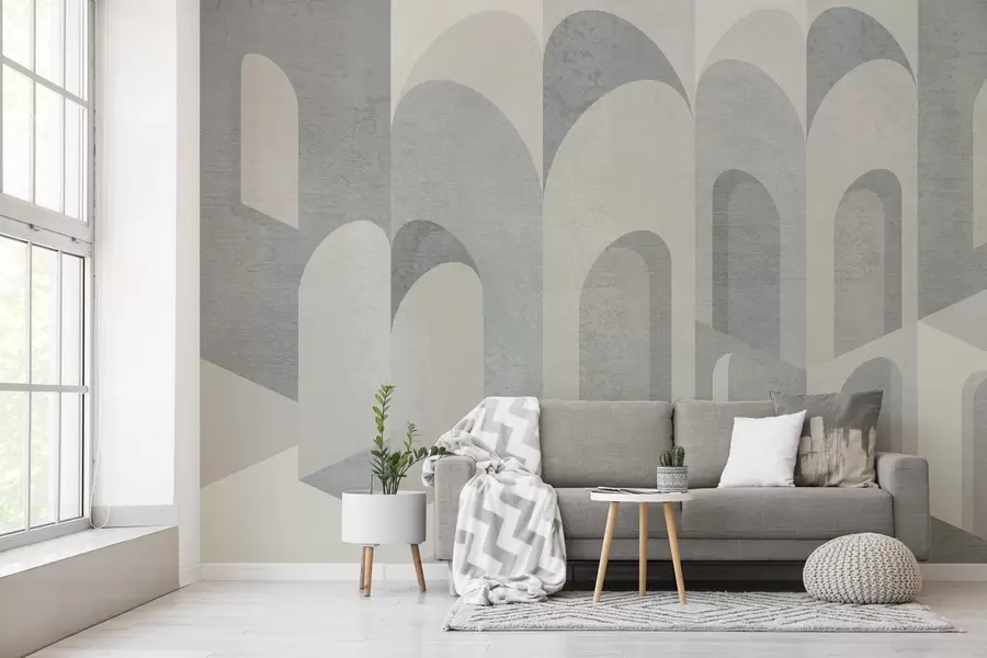 Fototapeta miejskie metamorfozy łuku w odcieniach szarości i chłodnego beżu w04812v1