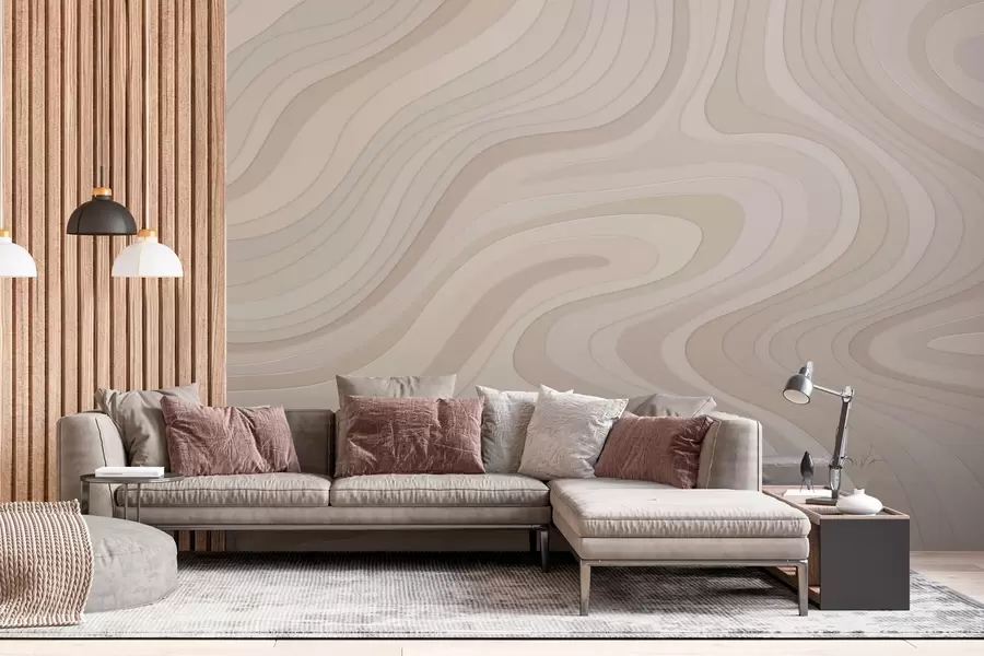 Fototapeta abstrakcyjne fale w pudrowych odcieniach w04813