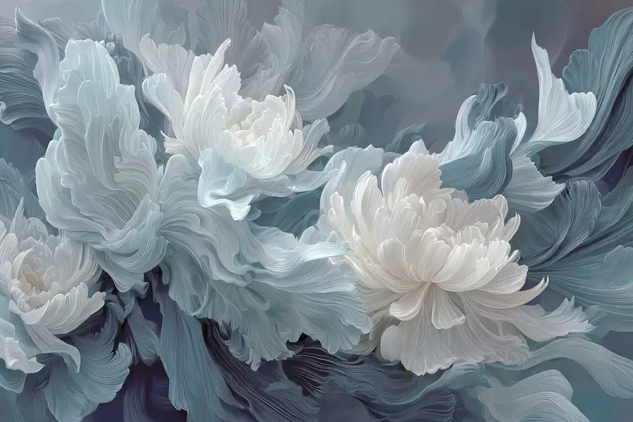 Fototapeta Abstrakcyjne kwiaty w odcieniach niebieskiego i turkusowego w09452