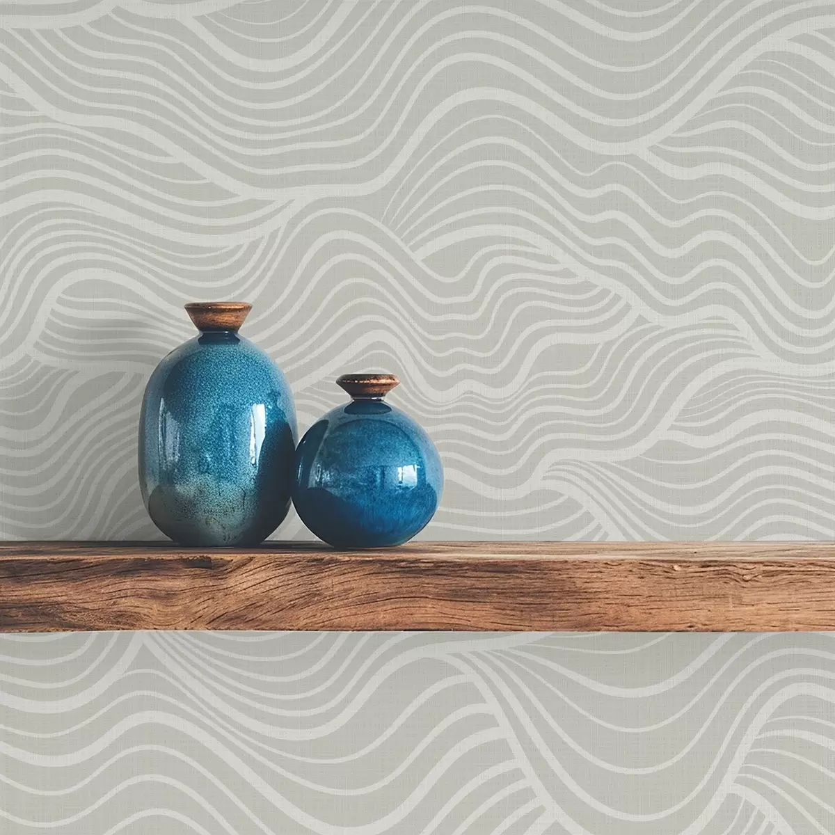 Tapeta Fale na szaro-oliwkowym tle z fakturą tkaniny a00681