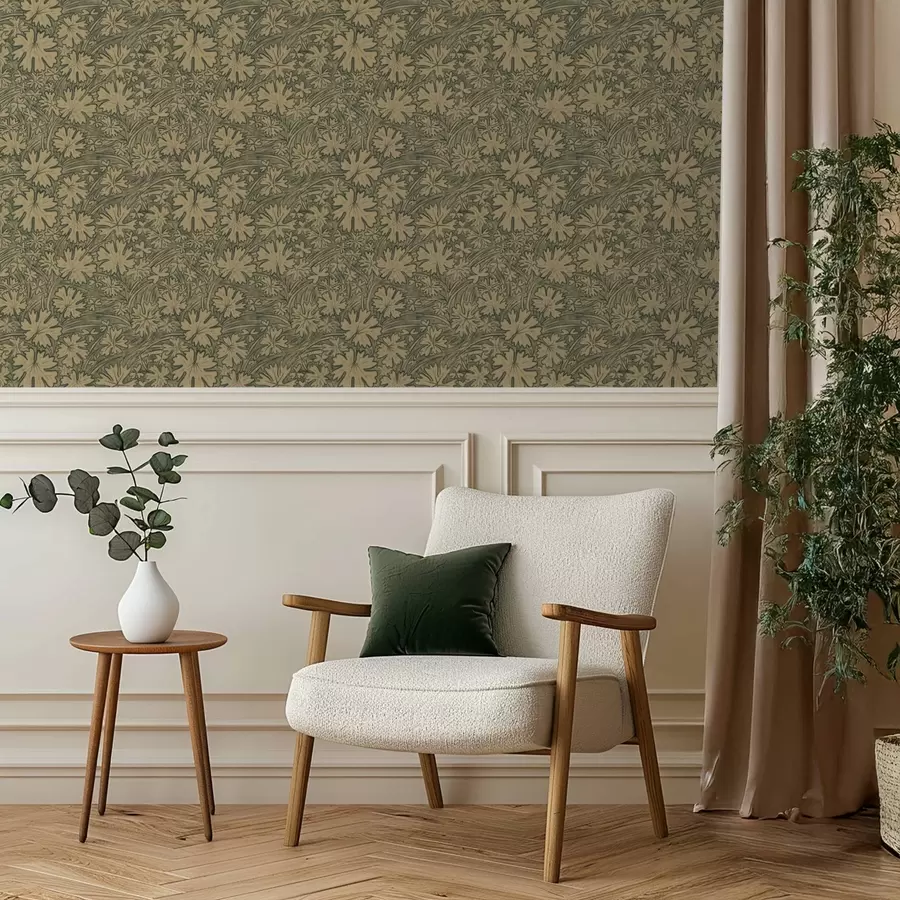 Fototapeta Liście polne i trawy w odcieniach szaro-oliwkowych a00847v1