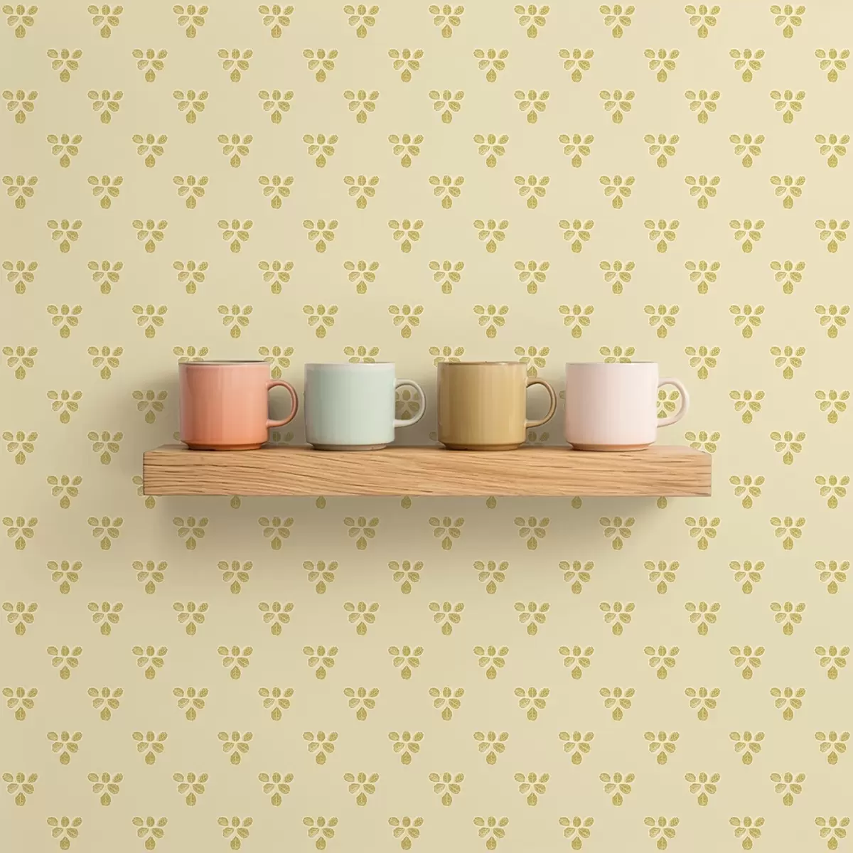 Tapeta Małe powtórzenie: trójki liści na kremowo-beżowym tle a00848 Tapeta Małe powtórzenie: trójki liści na kremowo-beżowym tle a00848