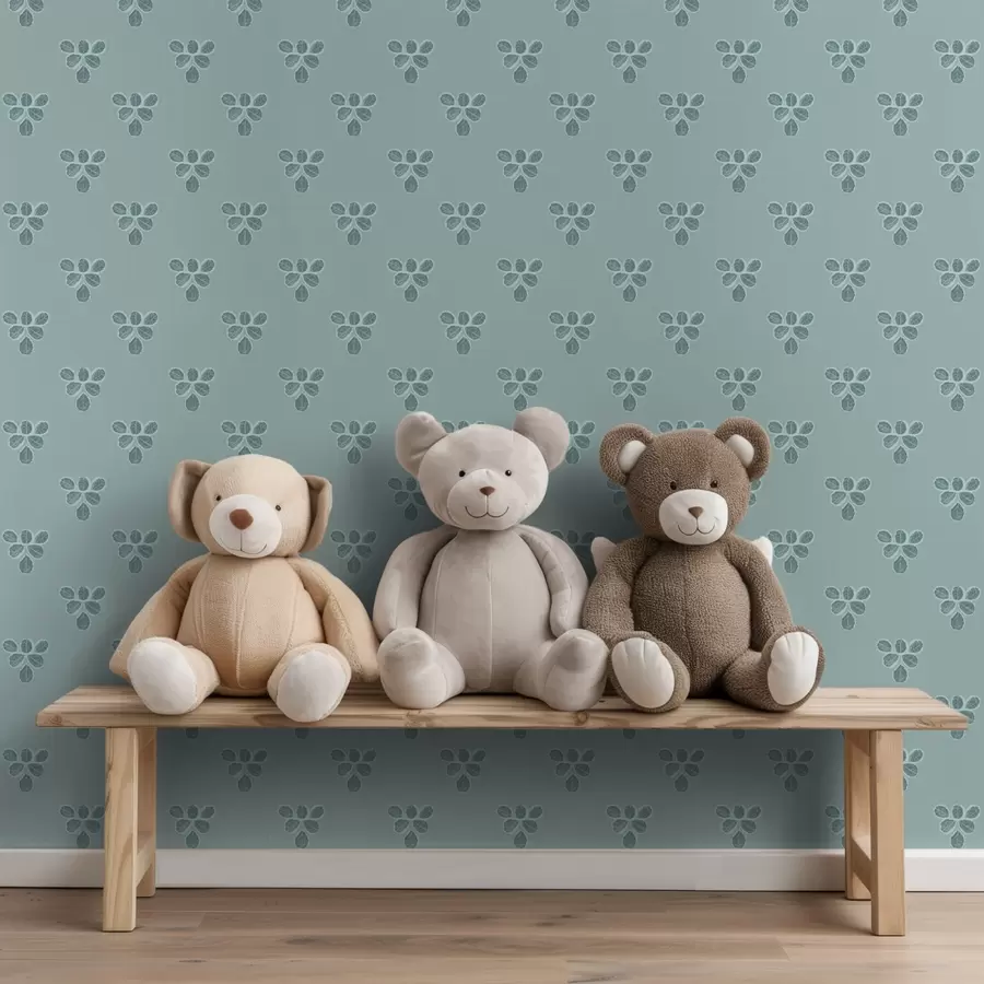 Fototapeta Małe powtórzenie: trójki liści na chłodnym niebieskim tle a00848v1