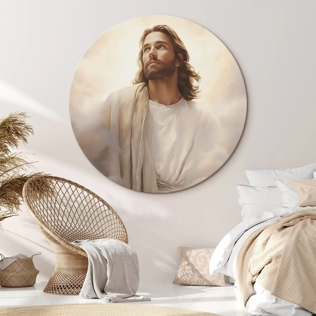 Okrągłe obrazy Jezus wśród chmur r46445