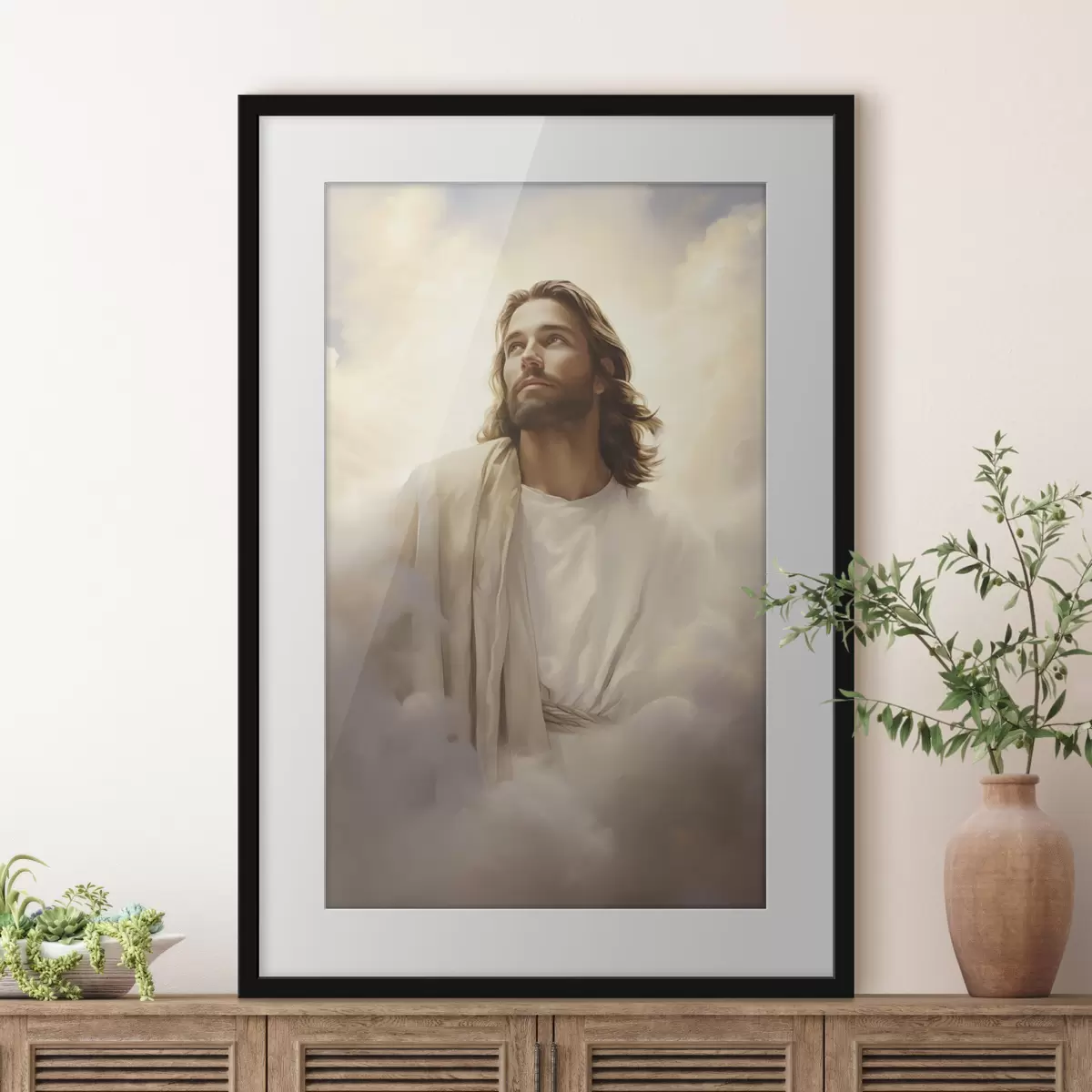 Plakat Jezus wśród chmur f46445