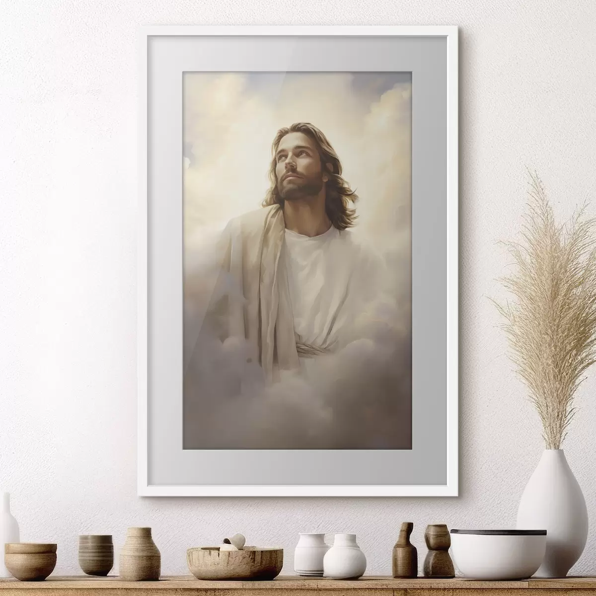 Plakat Jezus wśród chmur f46445