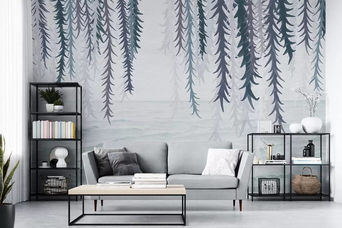 Fototapeta Delikatne pnącza zwisające nad wodą w stylu akwareli w04830v3 kup w Polsce - Uwalls.pl Fototapeta Delikatne pnącza zwisające nad wodą w stylu akwareli w04830v3