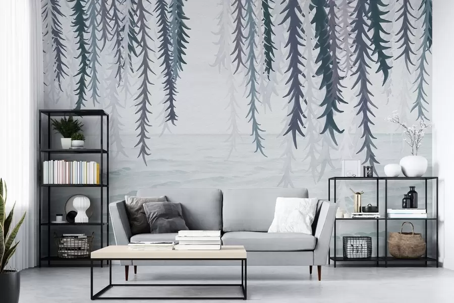 Fototapeta Delikatne pnącza zwisające nad wodą w stylu akwareli w04830v3