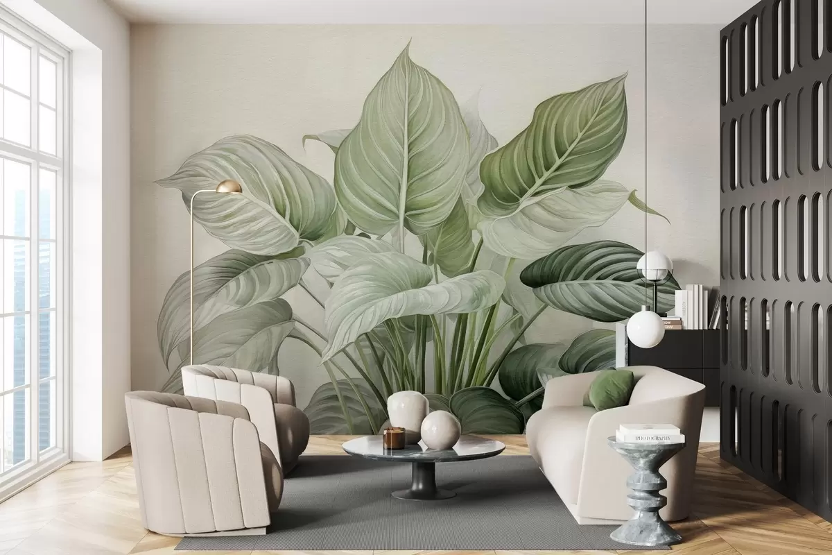 Fototapeta Bujny krzew zielonych liści na ścianie w04835 kup w Polsce - Uwalls.pl Fototapeta Bujny krzew zielonych liści na ścianie w04835