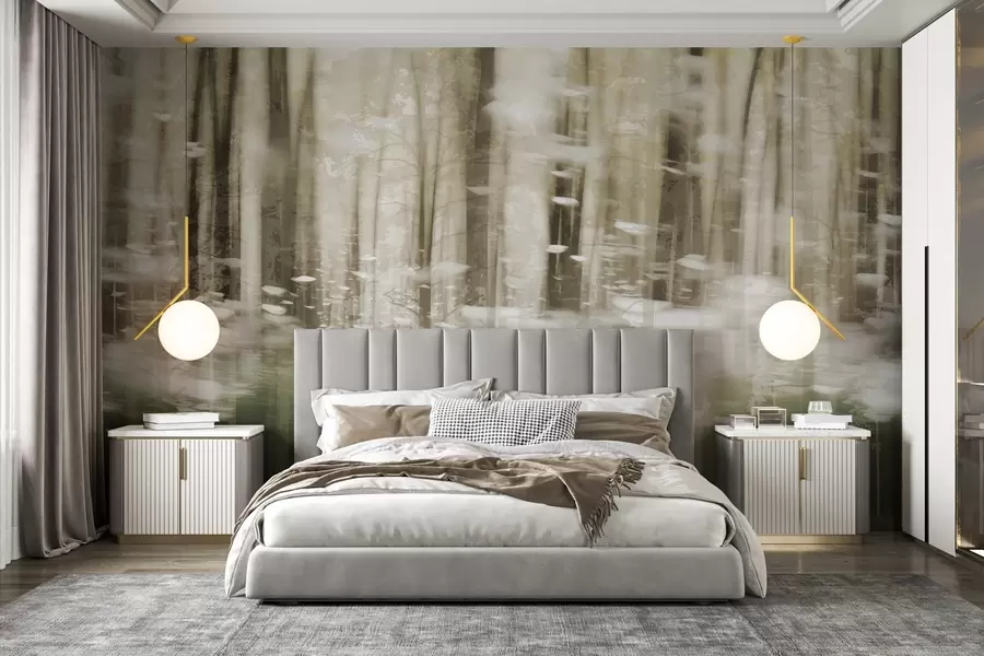 Fototapeta Stylizowane pnie drzew w pastelowych kolorach w04844