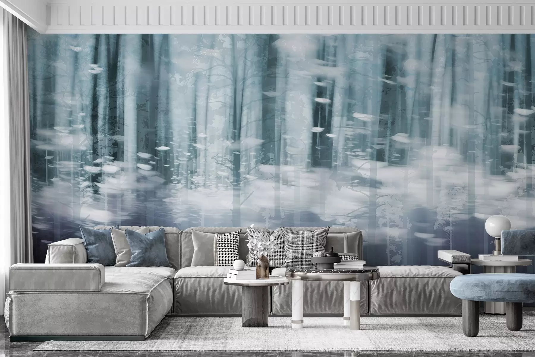 Fototapeta Stylizowane pnie drzew w pastelowych kolorach w04844v1