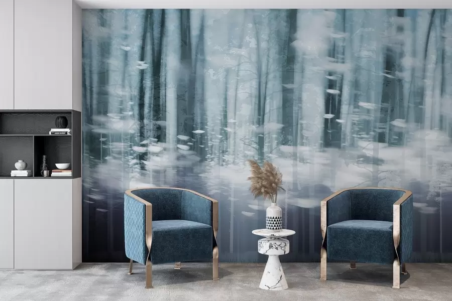 Fototapeta Stylizowane pnie drzew w pastelowych kolorach w04844v1