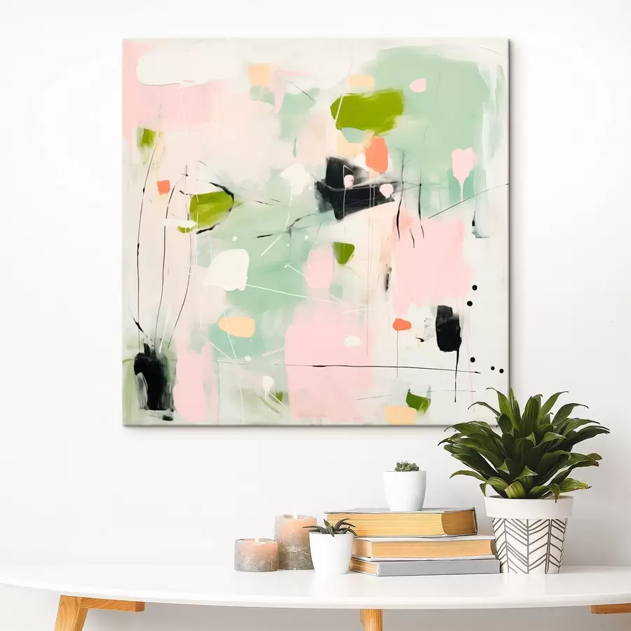 Obraz Różowy i miętowy, pastelowe pociągnięcia pędzla s46324 kup w Polsce - Uwalls.pl Obraz Różowy i miętowy, pastelowe pociągnięcia pędzla s46324
