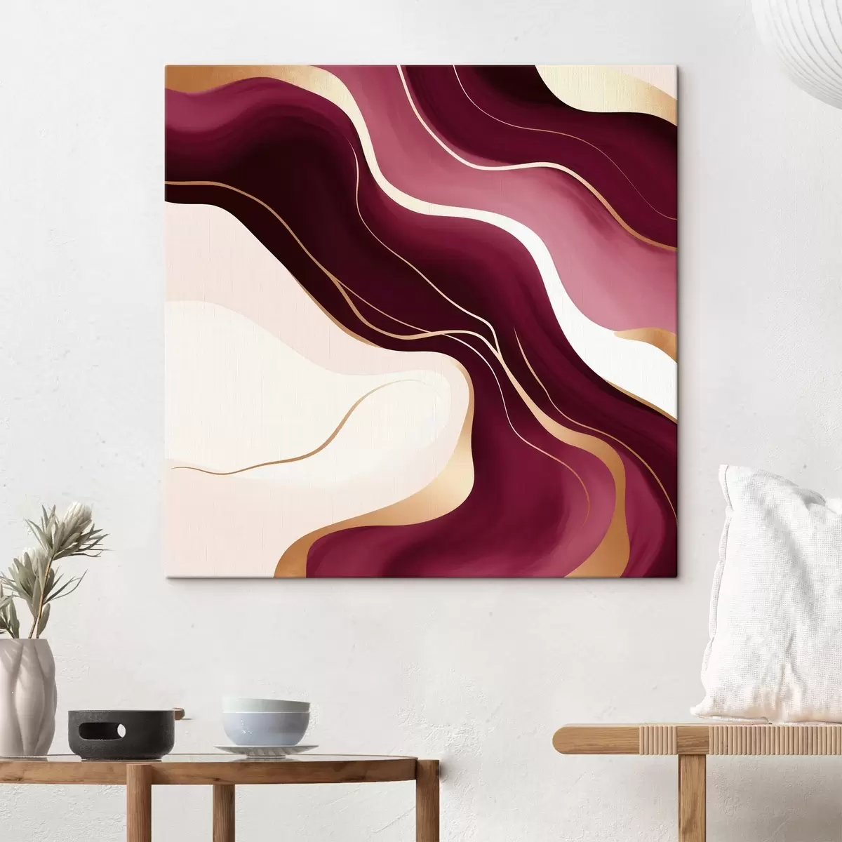 Obraz Gładkie kształty, paleta kolorów winogronowego i różowego s46330