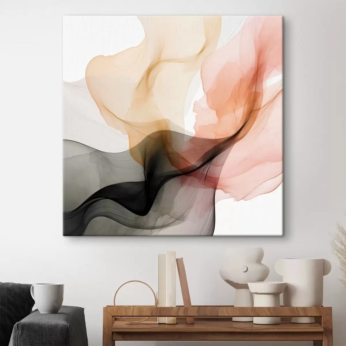 Obraz Koralowy i szary przepełniony delikatnym stylem s46333