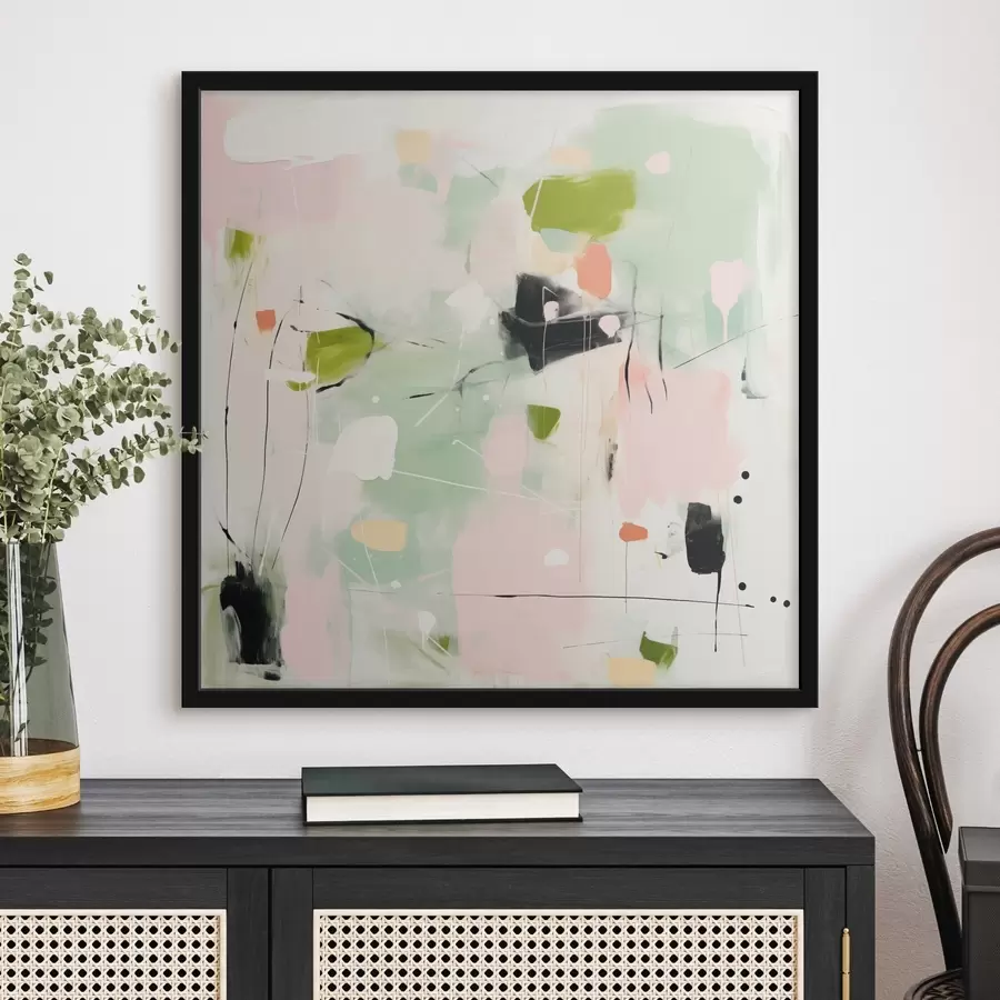 Fototapeta Różowy i miętowy, pastelowe pociągnięcia pędzla f46324