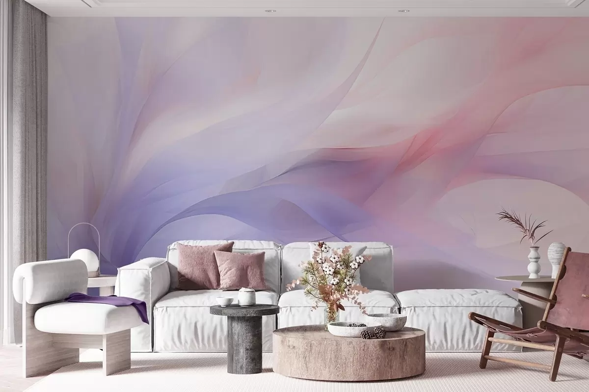 Fototapeta Delikatne abstrakcyjne fale w odcieniach niebieskiego i różowego w09508